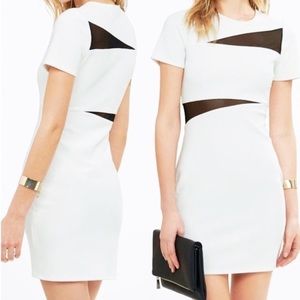 NEW Express black/white mesh midi bodycon dress